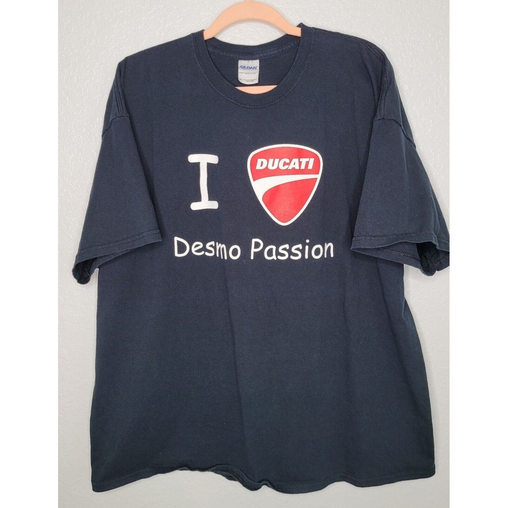 Ducati Desmo Passion Shirt Mens XXL Blue Motorcycle Euro Cycles Graphic